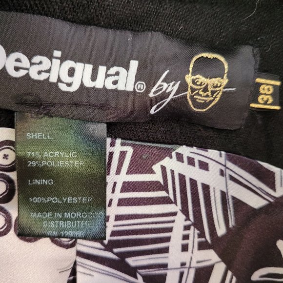 Desigual Black and White Geometric Print Coat US 6/8 - Picture 2 of 12